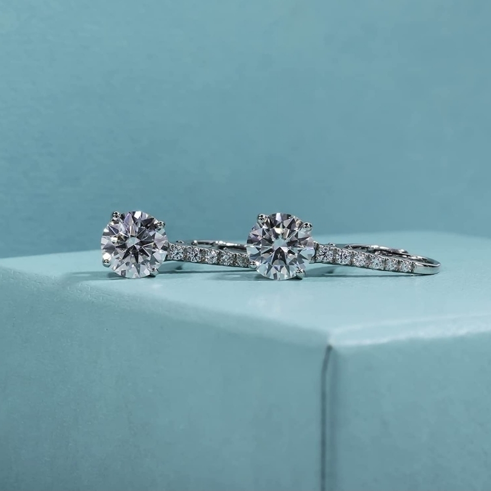 Certified 18k White Gold 2.0ct Diamond Drop Earrings Moissanite 925 Gift - Picture 2 of 5